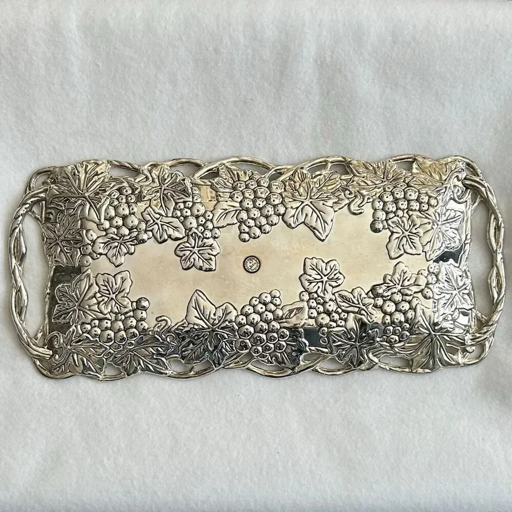 Godinger Silver Plated Grape Vine Serving Tray With Handles